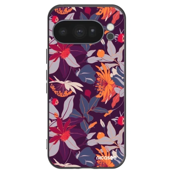 Picasee crna silikonska maskica za Google Pixel 10 Pro - Purple Leaf