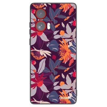 Picasee crna silikonska maskica za Motorola Edge 50 Fusion - Purple Leaf