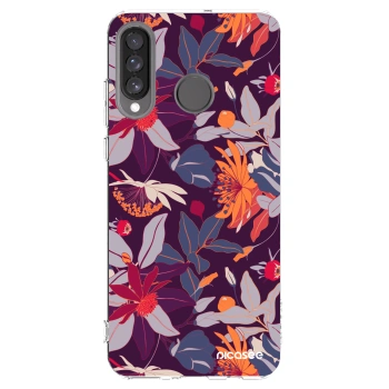 Picasee silikonska prozirna maskica za Huawei P30 Lite - Purple Leaf