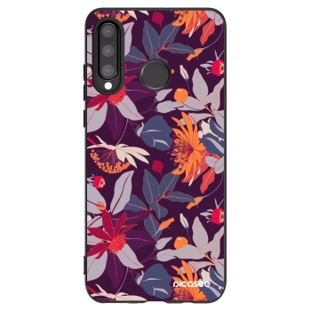 Picasee crna silikonska maskica za Huawei P30 Lite - Purple Leaf