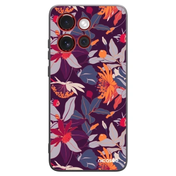 Picasee crna silikonska maskica za Motorola Edge 60 Neo 5G - Purple Leaf