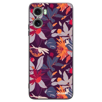 Picasee crna silikonska maskica za Motorola Moto G06 - Purple Leaf