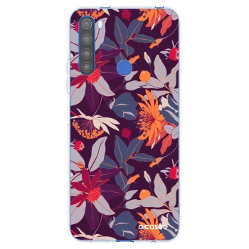 Picasee silikonska prozirna maskica za Xiaomi Redmi Note 8T - Purple Leaf