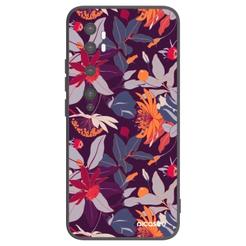 Picasee crna silikonska maskica za Xiaomi Mi Note 10 (Pro) - Purple Leaf