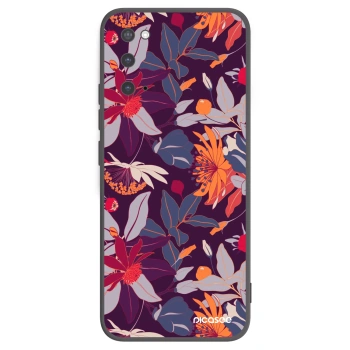 Picasee crna silikonska maskica za Samsung Galaxy S20 G980F - Purple Leaf