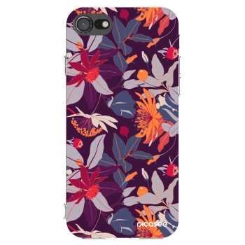 Picasee silikonska prozirna maskica za Apple iPhone SE 2020 - Purple Leaf