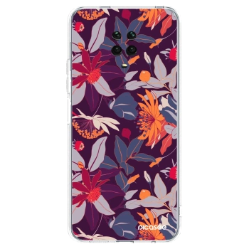 Picasee silikonska prozirna maskica za Xiaomi Redmi Note 9 Pro - Purple Leaf