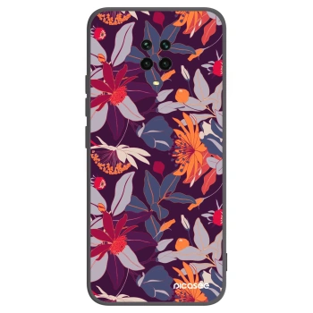 Picasee crna silikonska maskica za Xiaomi Redmi Note 9 Pro - Purple Leaf