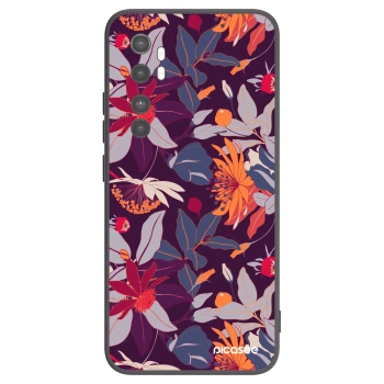 Picasee crna silikonska maskica za Xiaomi Mi Note 10 Lite - Purple Leaf