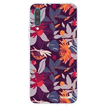 Picasee silikonska prozirna maskica za Samsung Galaxy A30s A307F - Purple Leaf