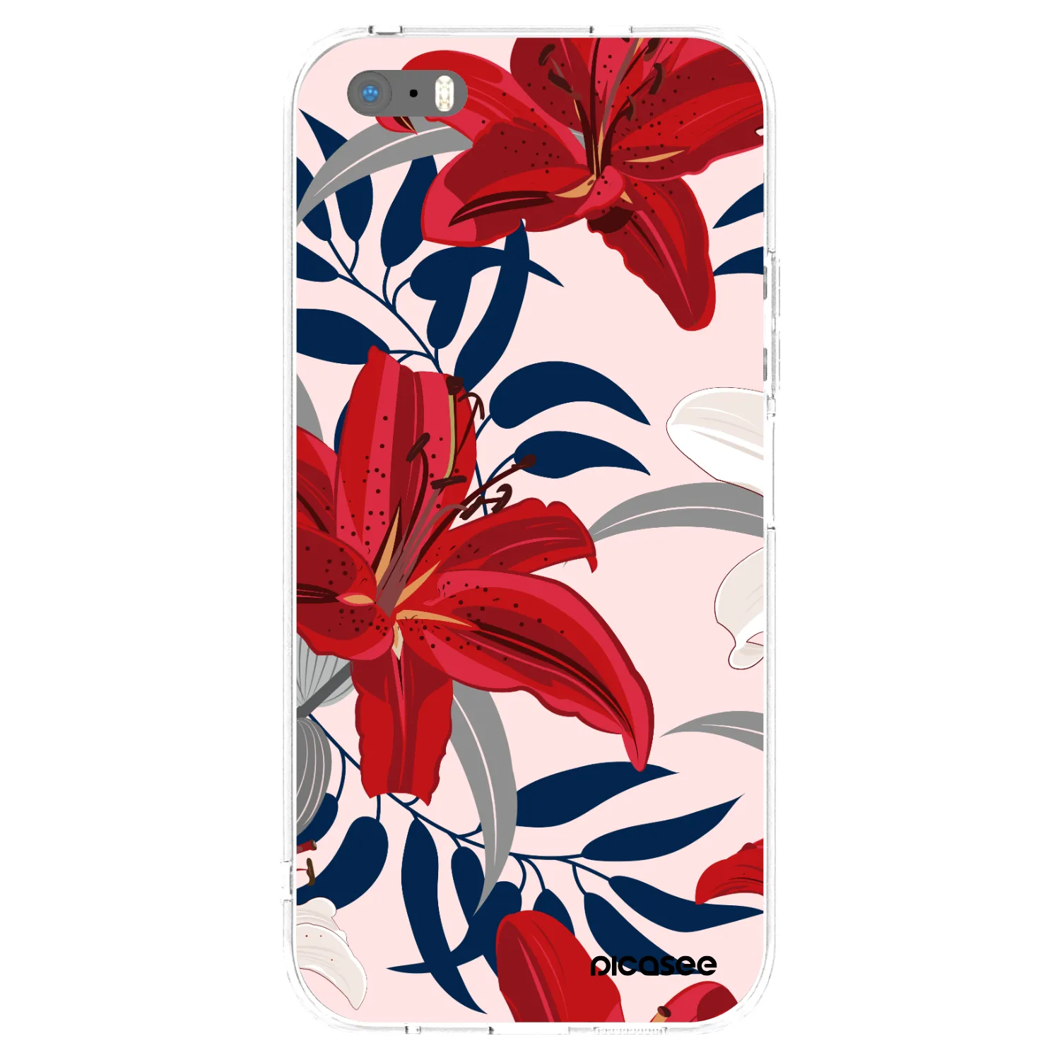 Picasee silikonska prozirna maskica za Apple iPhone 5/5S/SE - Red Lily