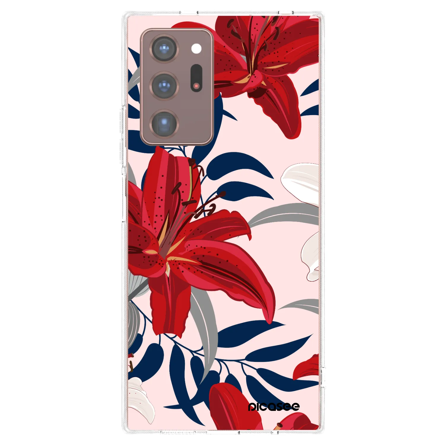 Picasee silikonska prozirna maskica za Samsung Galaxy Note 20 Ultra - Red Lily
