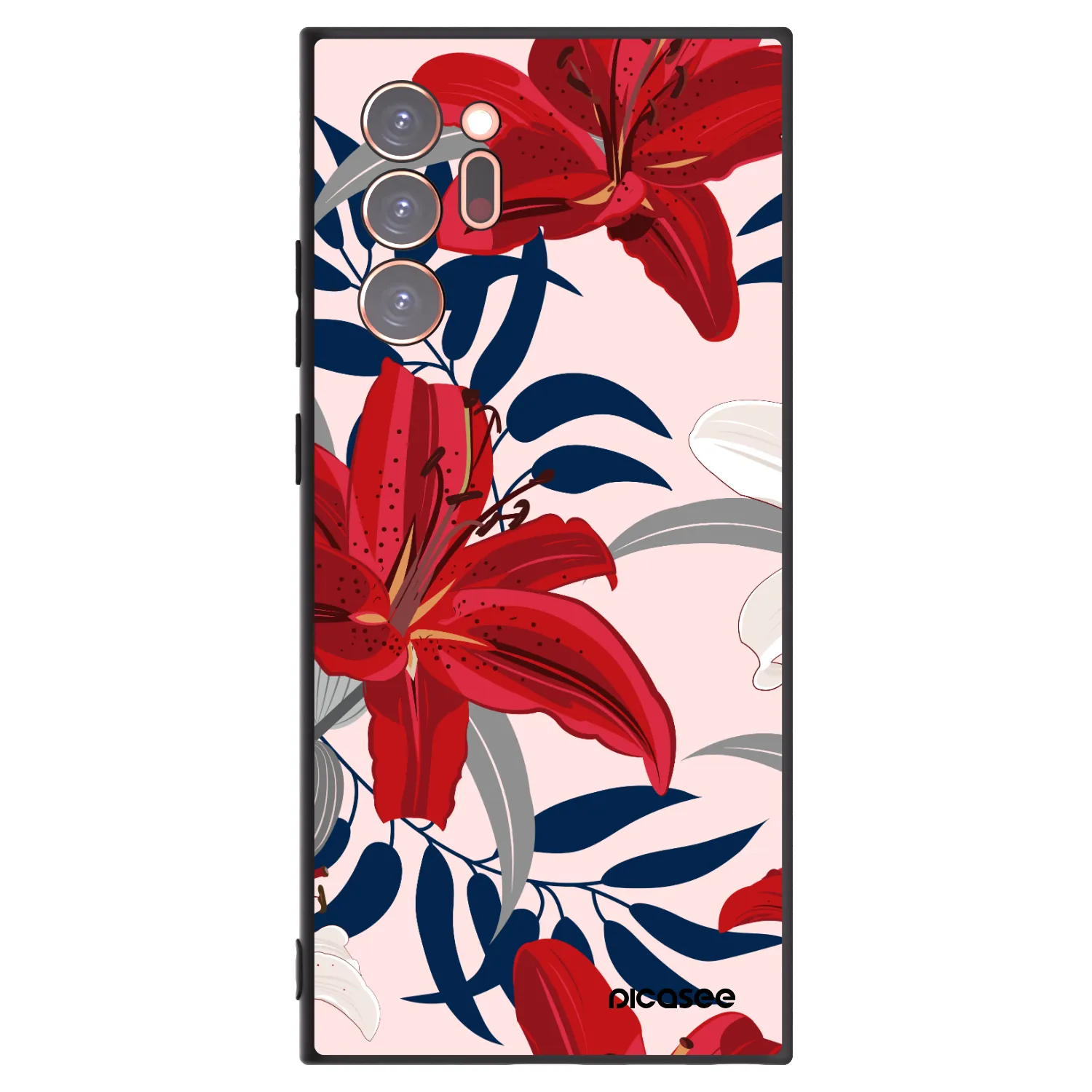 Picasee crna silikonska maskica za Samsung Galaxy Note 20 Ultra - Red Lily