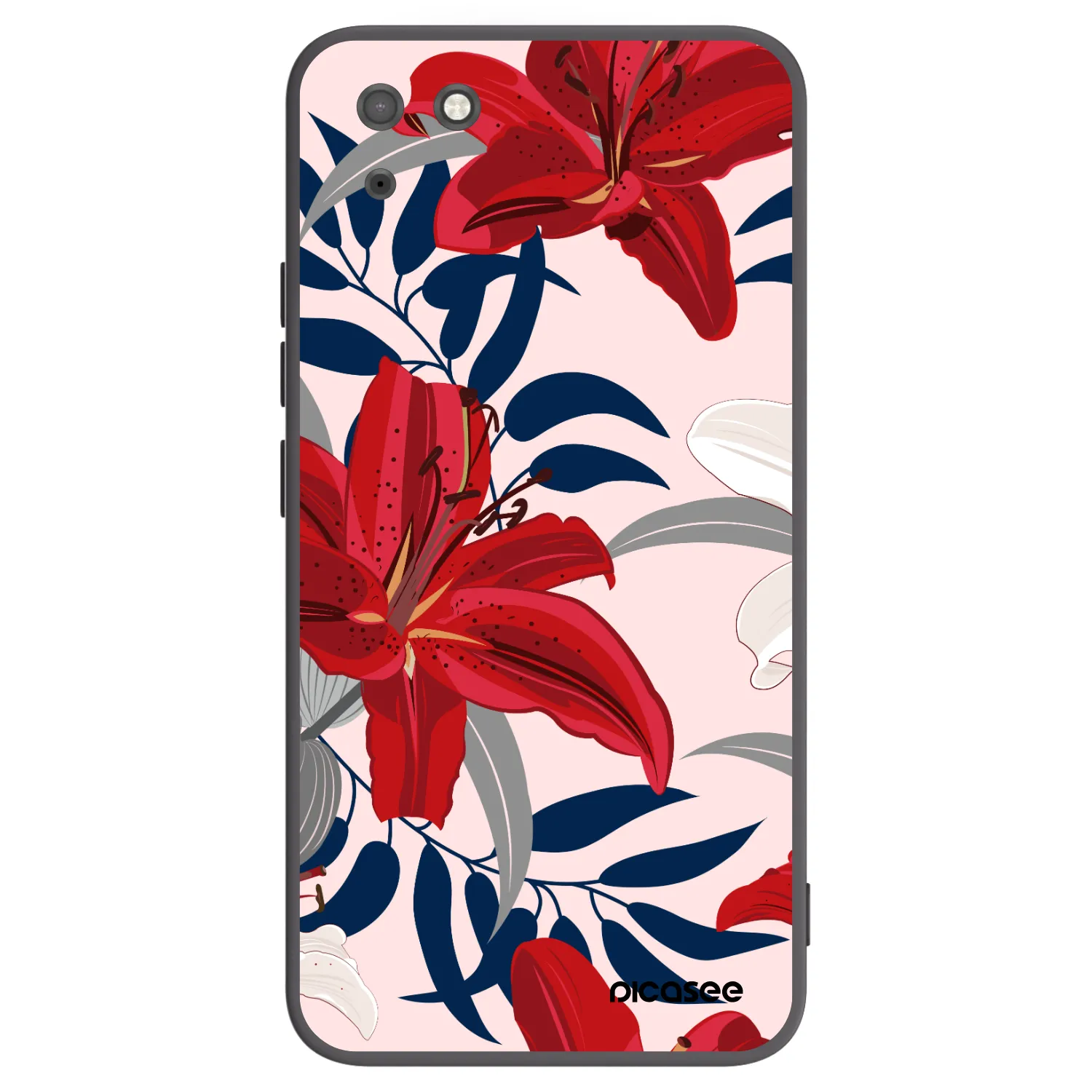 Picasee crna silikonska maskica za Huawei Y5P - Red Lily