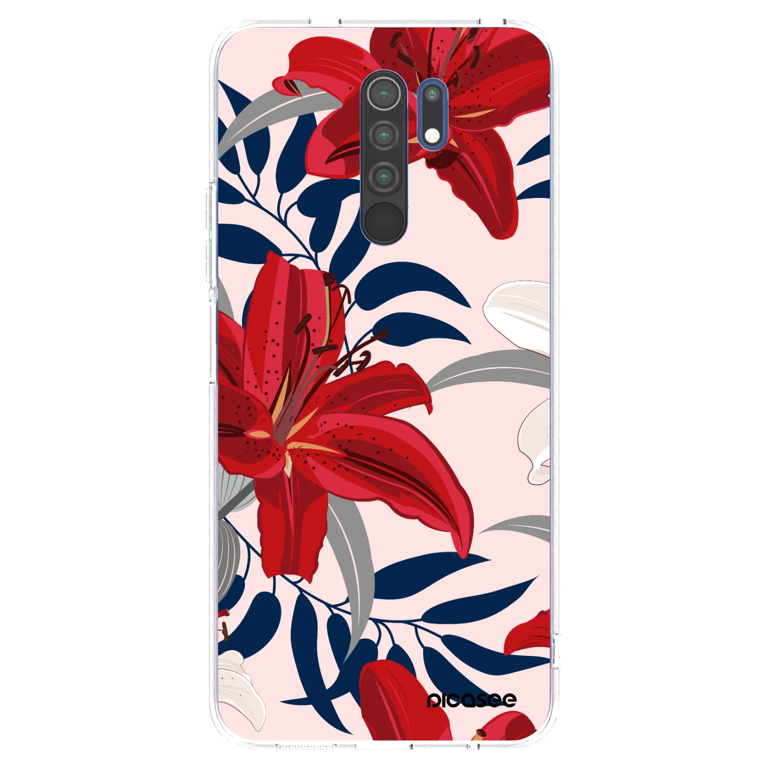 Picasee silikonska prozirna maskica za Xiaomi Redmi 9 - Red Lily