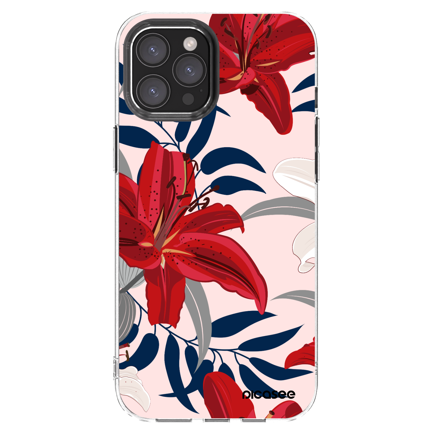 Picasee silikonska prozirna maskica za Apple iPhone 12 Pro Max - Red Lily