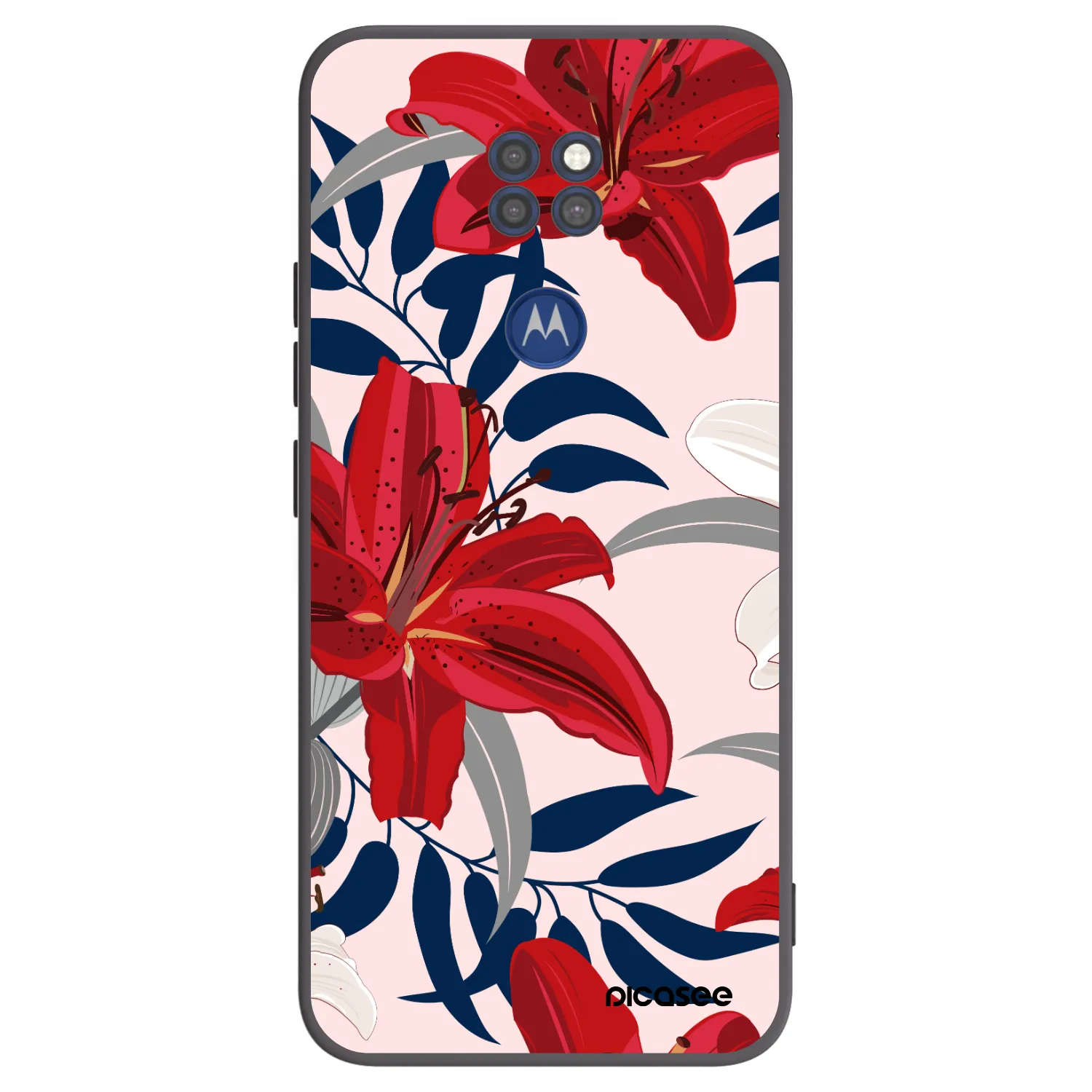 Picasee crna silikonska maskica za Motorola Moto G9 Play - Red Lily