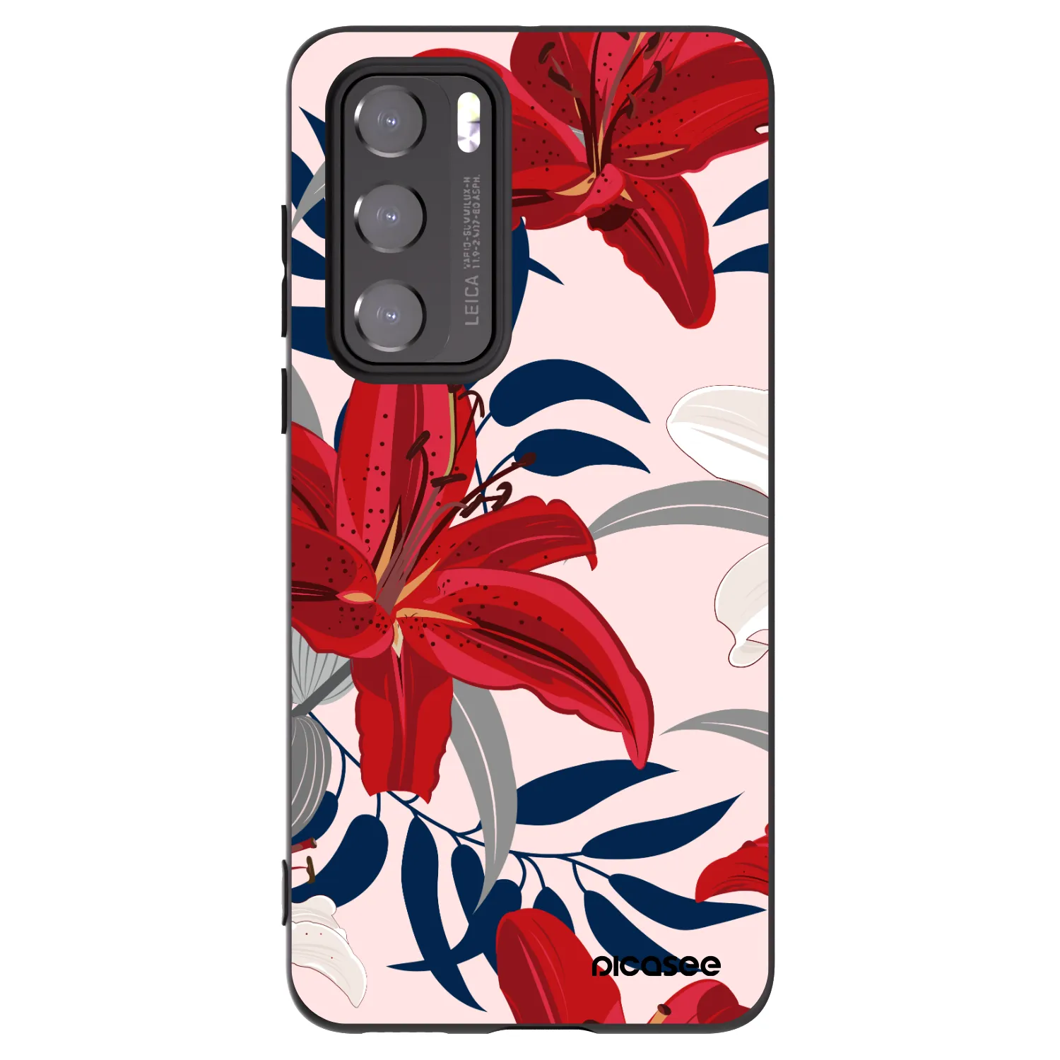 Picasee crna silikonska maskica za Huawei P40 - Red Lily