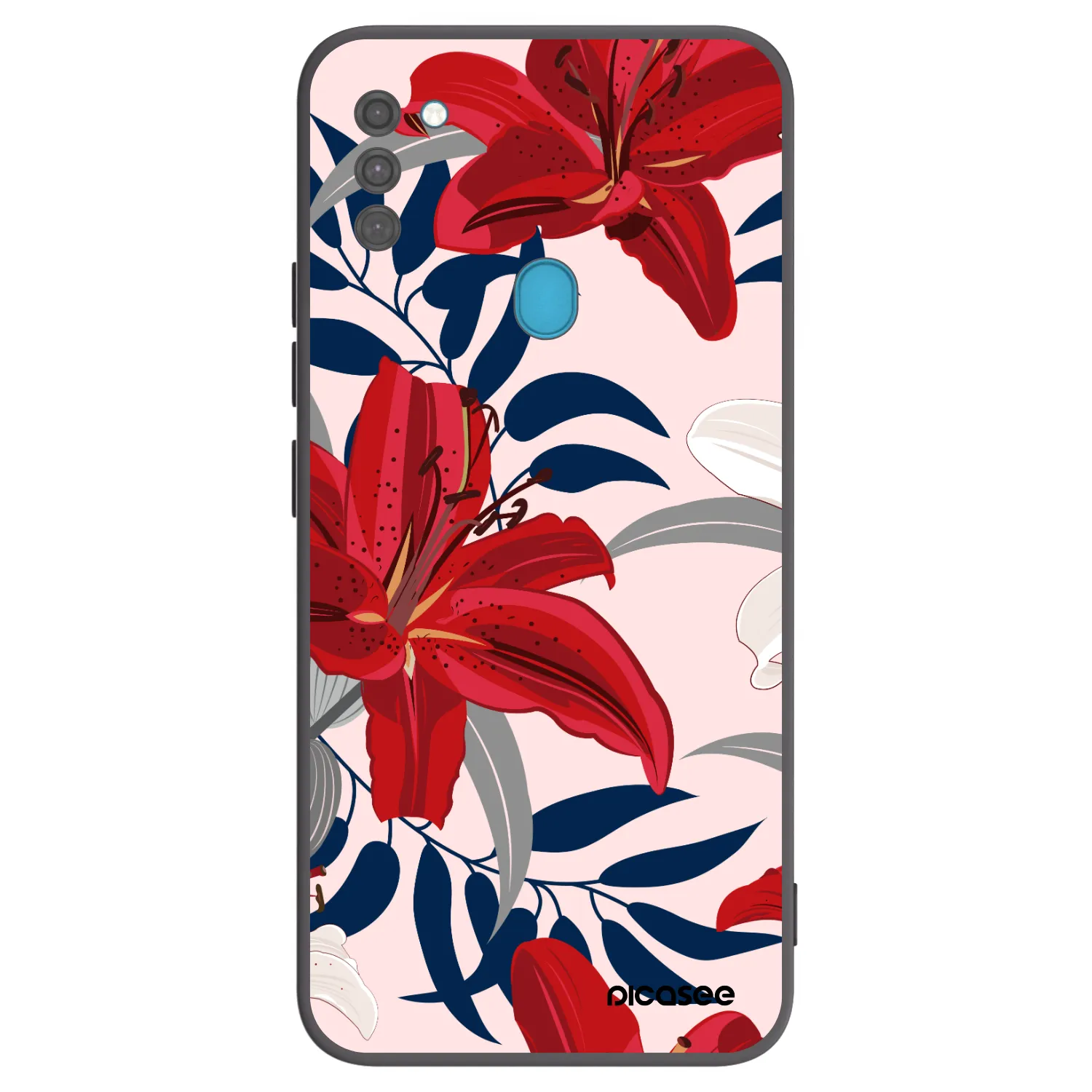 Picasee crna silikonska maskica za Samsung Galaxy M11 - Red Lily