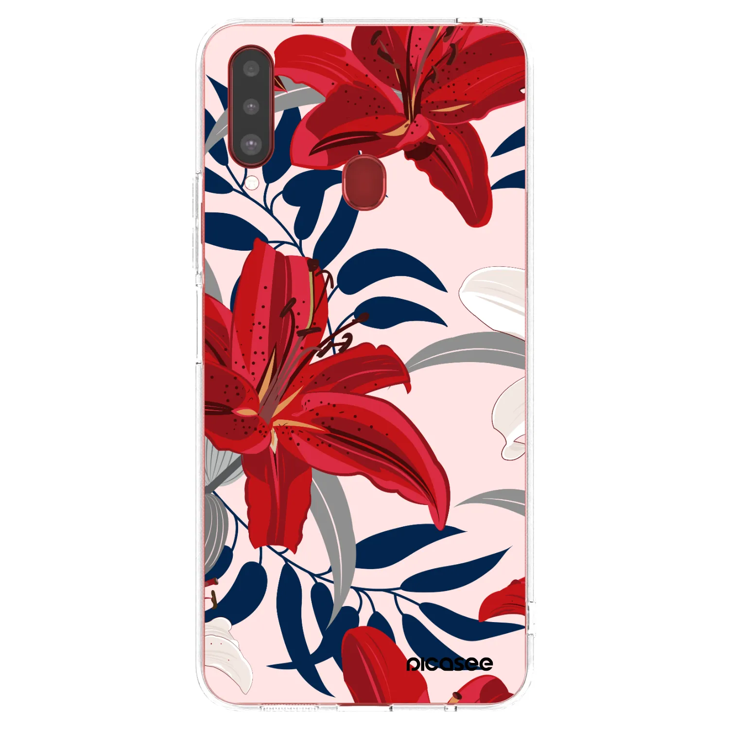 Picasee silikonska prozirna maskica za Samsung Galaxy A20s - Red Lily