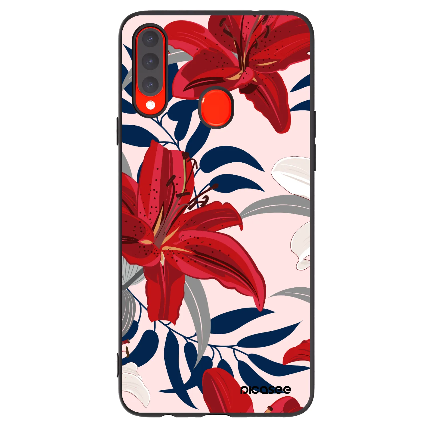 Picasee crna silikonska maskica za Samsung Galaxy A20s - Red Lily