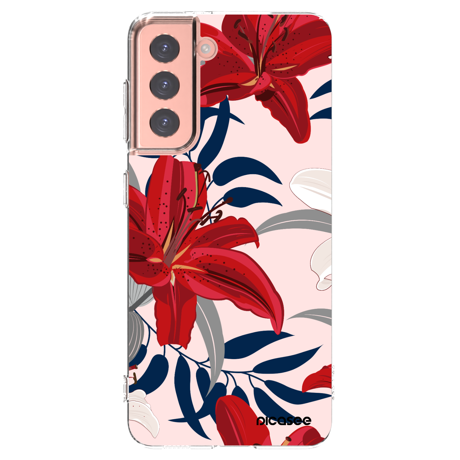 Picasee silikonska prozirna maskica za Samsung Galaxy S21 5G G991B - Red Lily