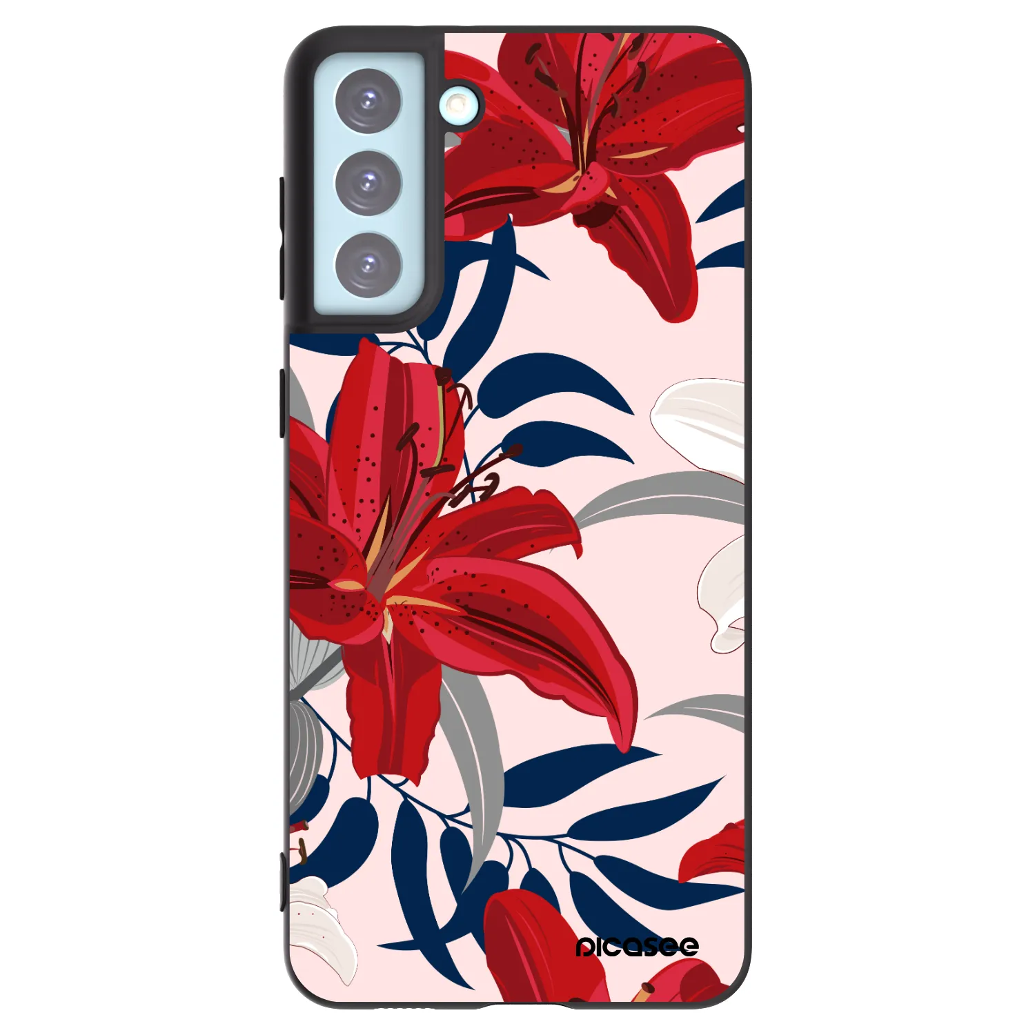 Picasee crna silikonska maskica za Samsung Galaxy S21+ 5G G996F - Red Lily
