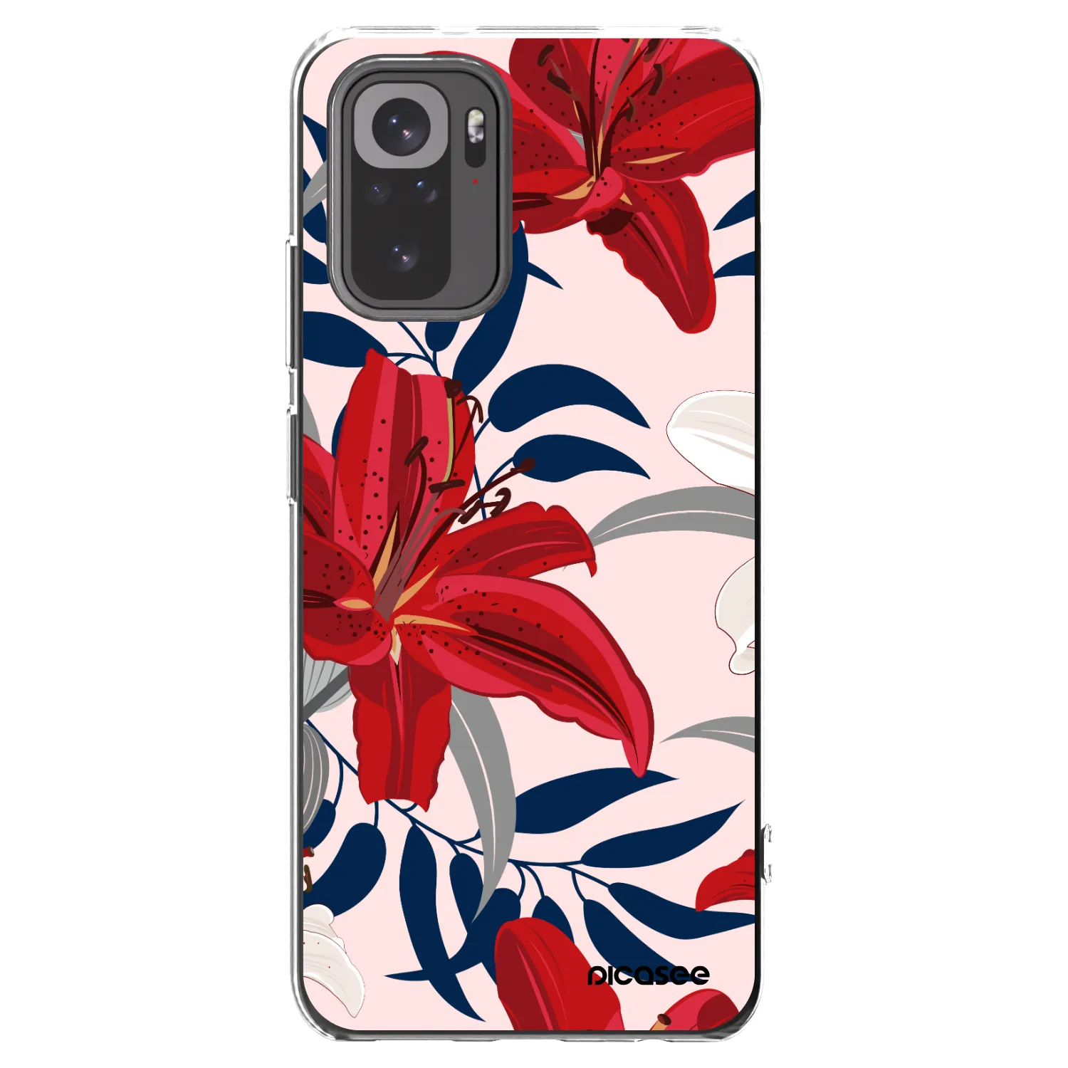 Picasee silikonska prozirna maskica za Xiaomi Redmi Note 10 - Red Lily