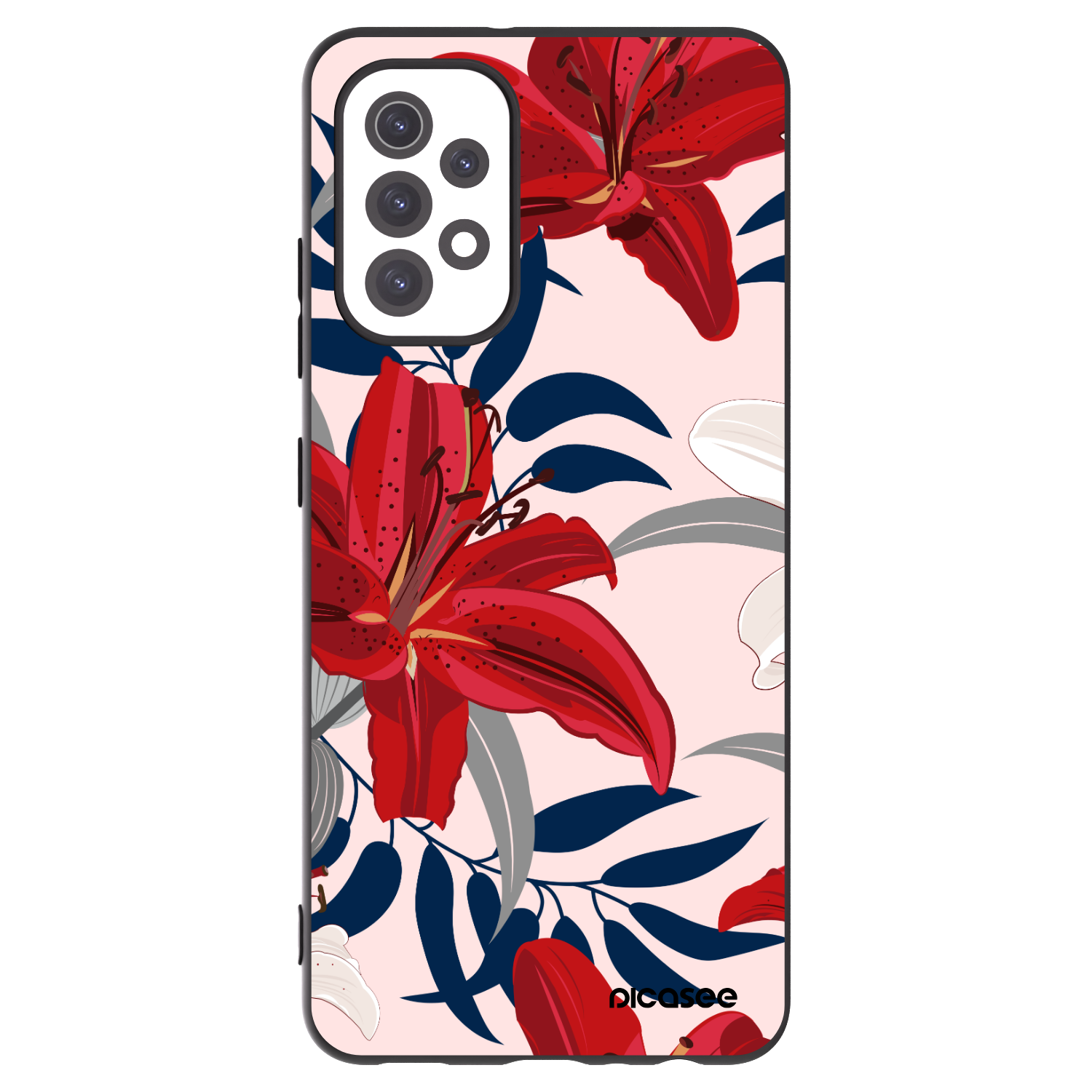 Picasee crna silikonska maskica za Samsung Galaxy A32 5G A326B - Red Lily