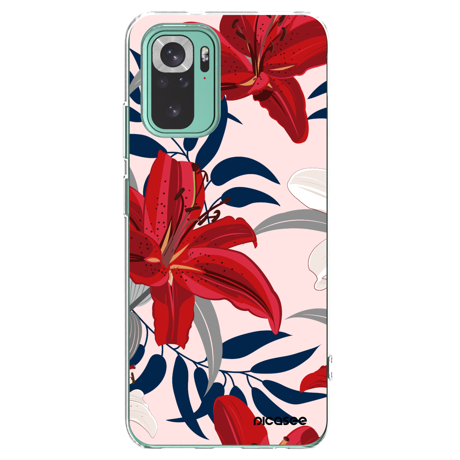 Picasee silikonska prozirna maskica za Xiaomi Redmi Note 10 Pro - Red Lily