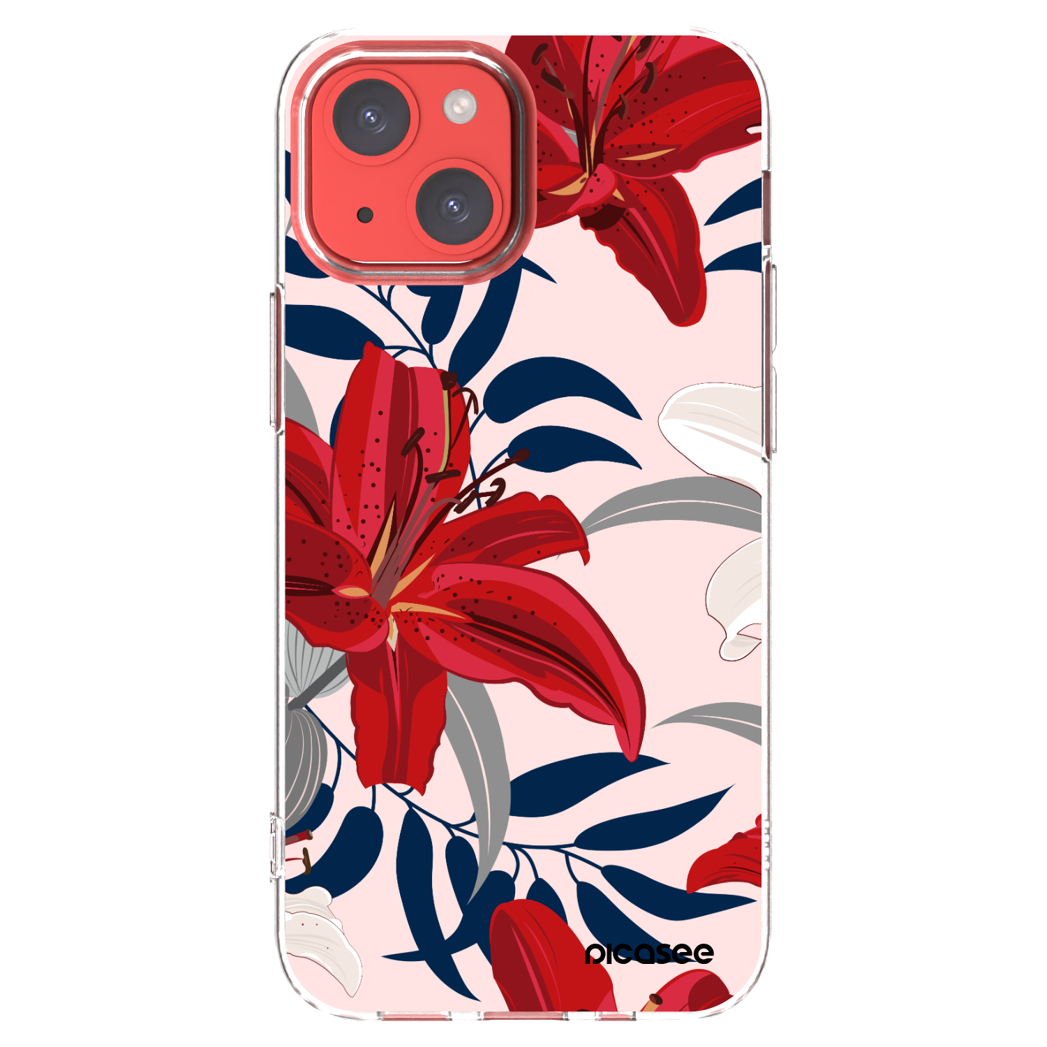 Picasee silikonska prozirna maskica za Apple iPhone 13 mini - Red Lily