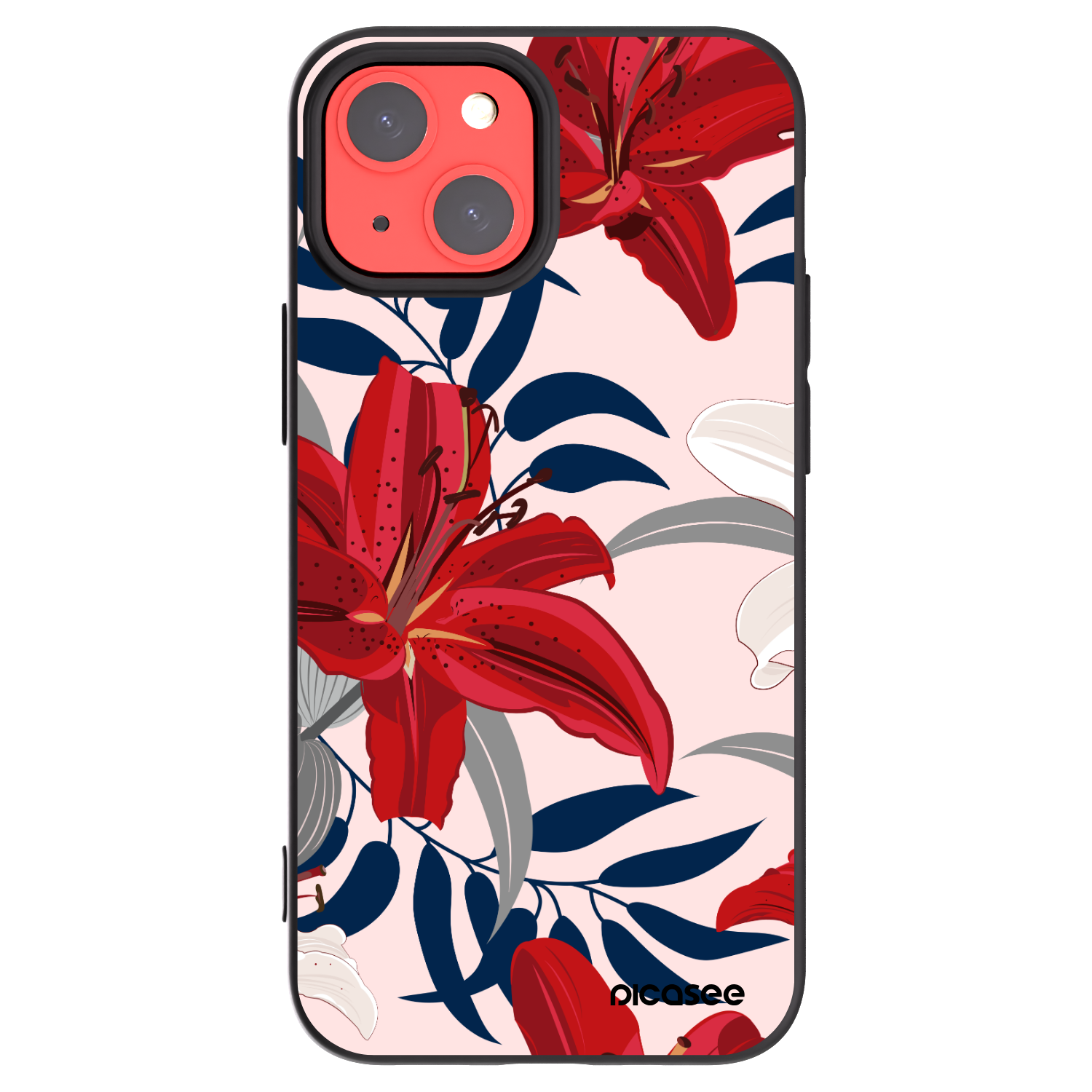 Picasee crna silikonska maskica za Apple iPhone 13 mini - Red Lily