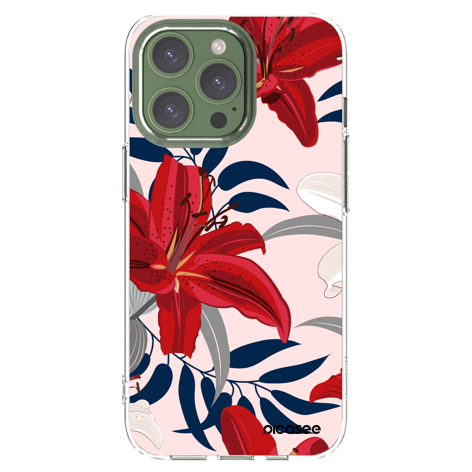 Picasee silikonska prozirna maskica za Apple iPhone 13 Pro - Red Lily