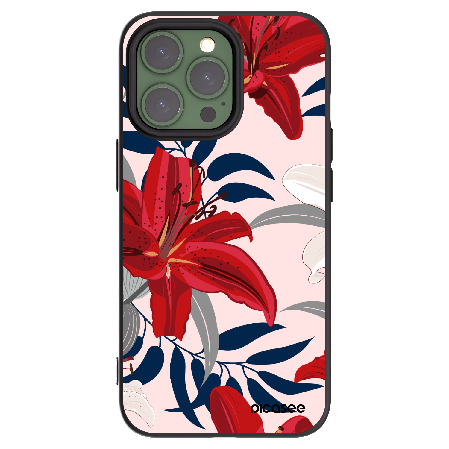 Picasee crna silikonska maskica za Apple iPhone 13 Pro - Red Lily
