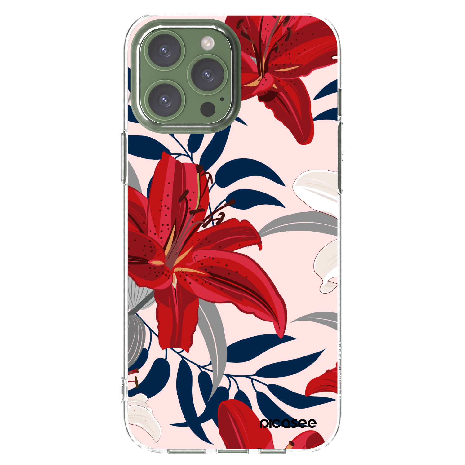 Picasee silikonska prozirna maskica za Apple iPhone 13 Pro Max - Red Lily