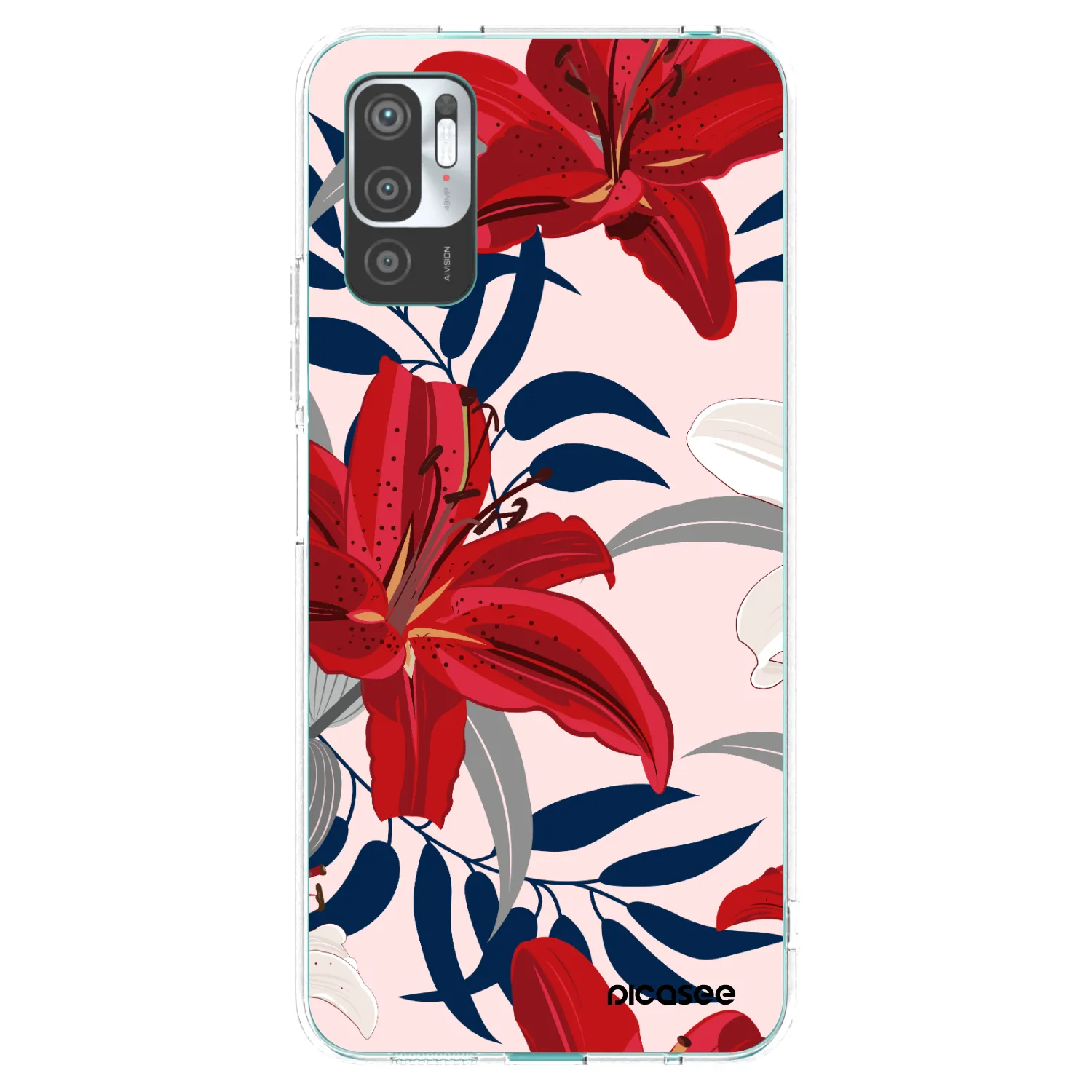 Picasee silikonska prozirna maskica za Xiaomi Redmi Note 10 5G - Red Lily