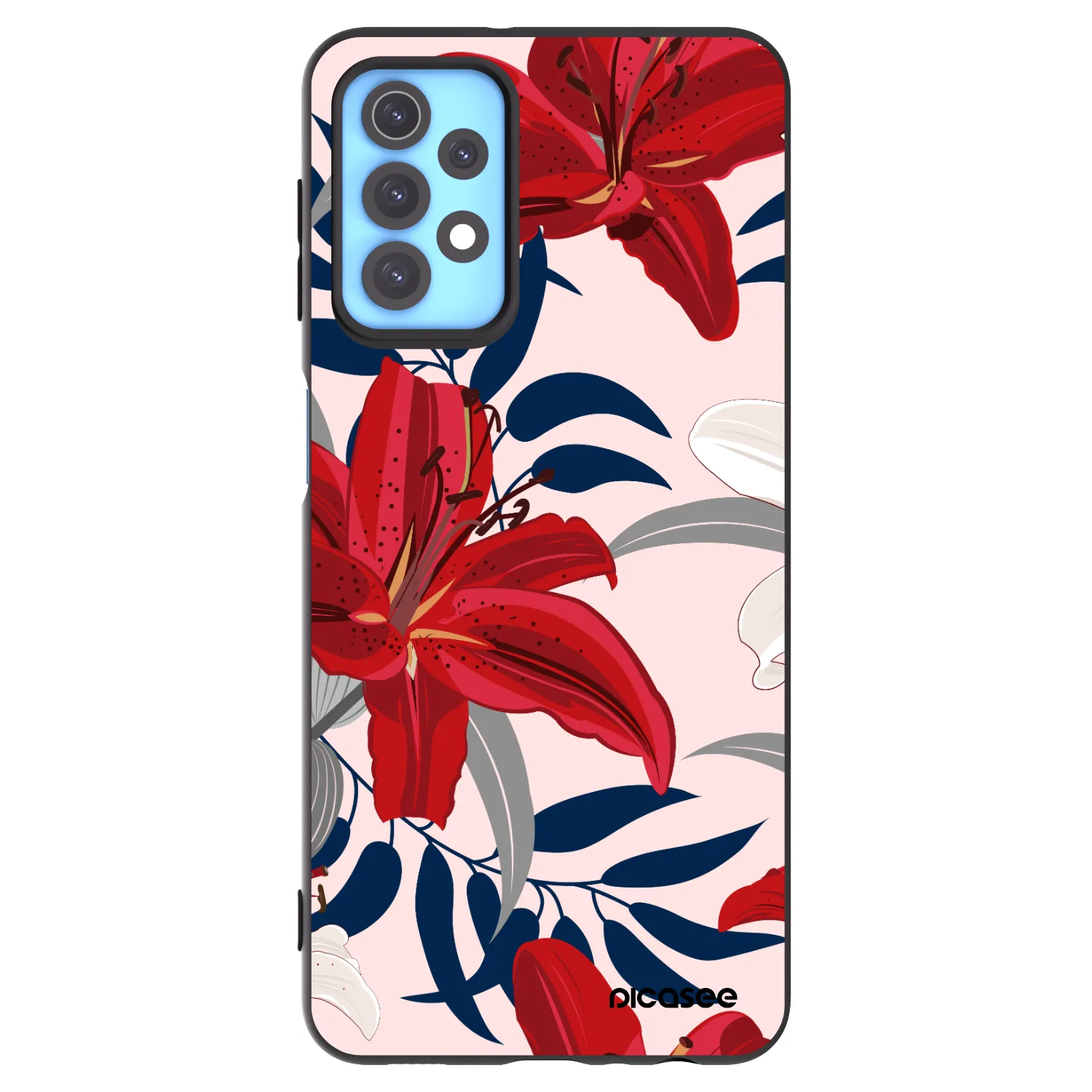 Picasee crna silikonska maskica za Samsung Galaxy A32 4G SM-A325F - Red Lily