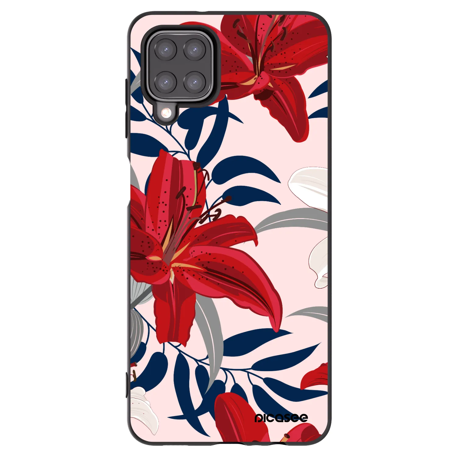 Picasee crna silikonska maskica za Samsung Galaxy M12 M127F - Red Lily