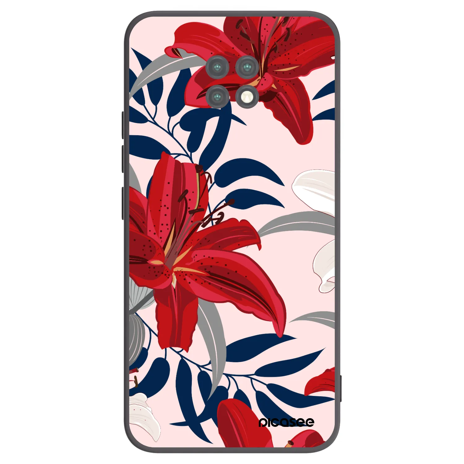 Picasee crna silikonska maskica za Xiaomi Redmi Note 9T - Red Lily