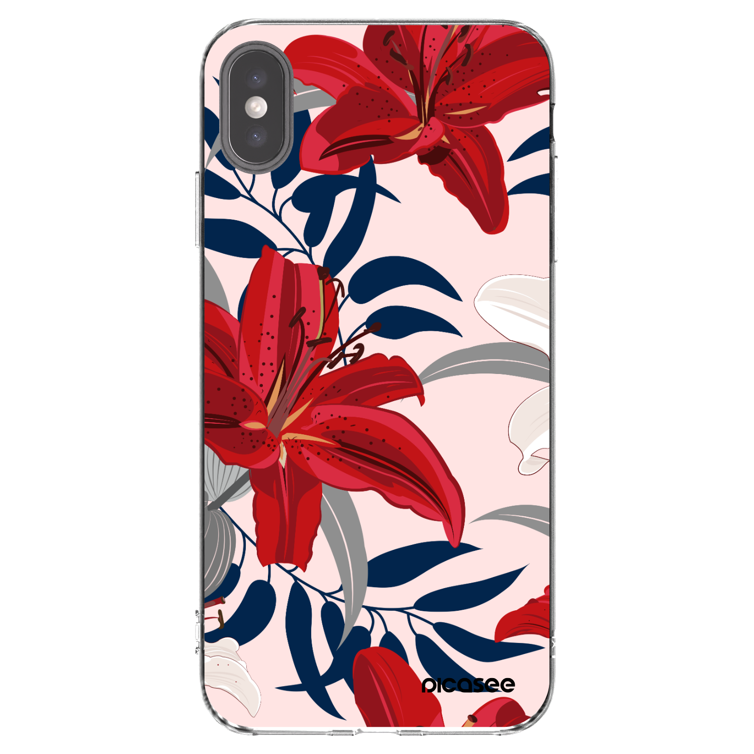Picasee silikonska prozirna maskica za Apple iPhone XS Max - Red Lily