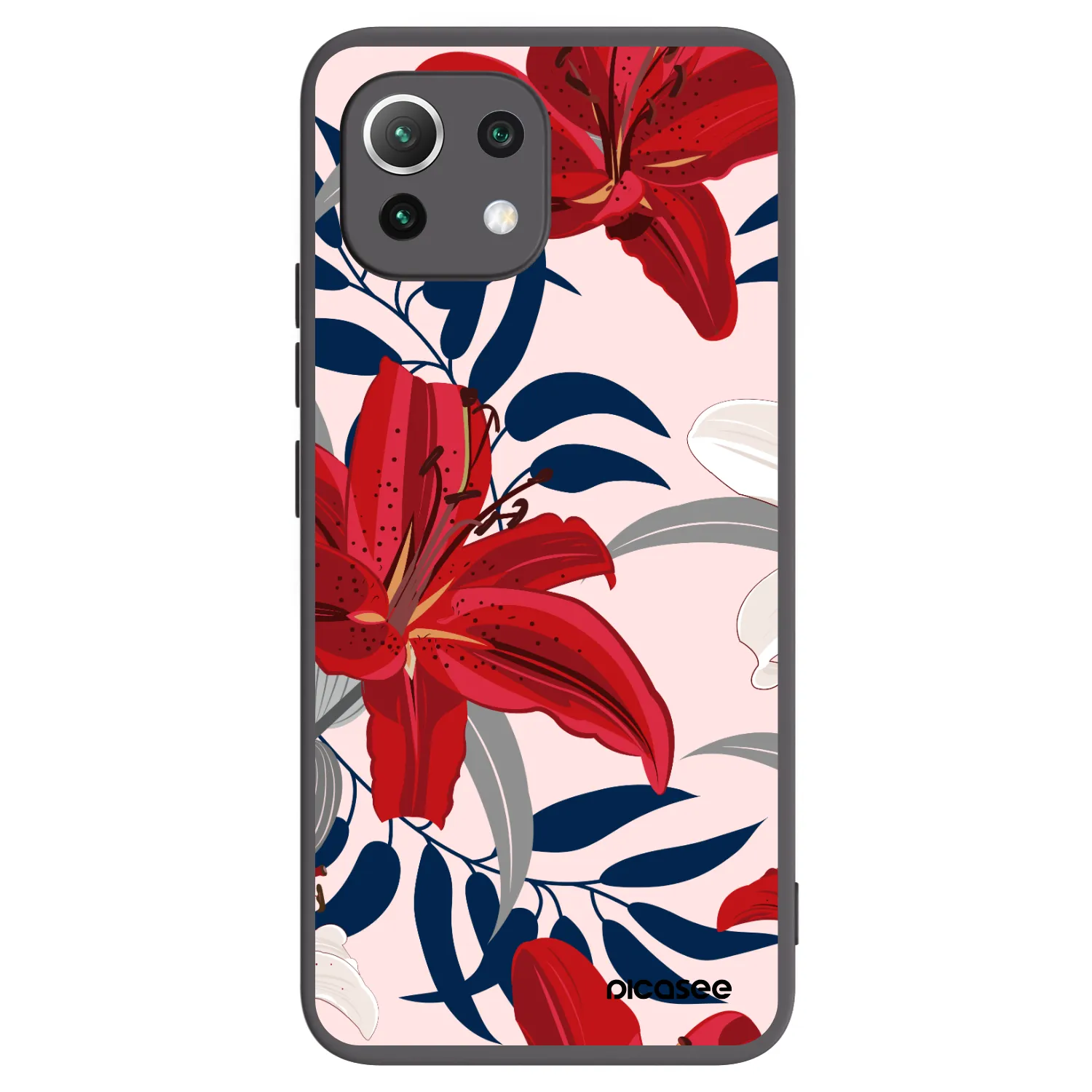 Picasee crna silikonska maskica za Xiaomi 11 Lite 5G NE - Red Lily