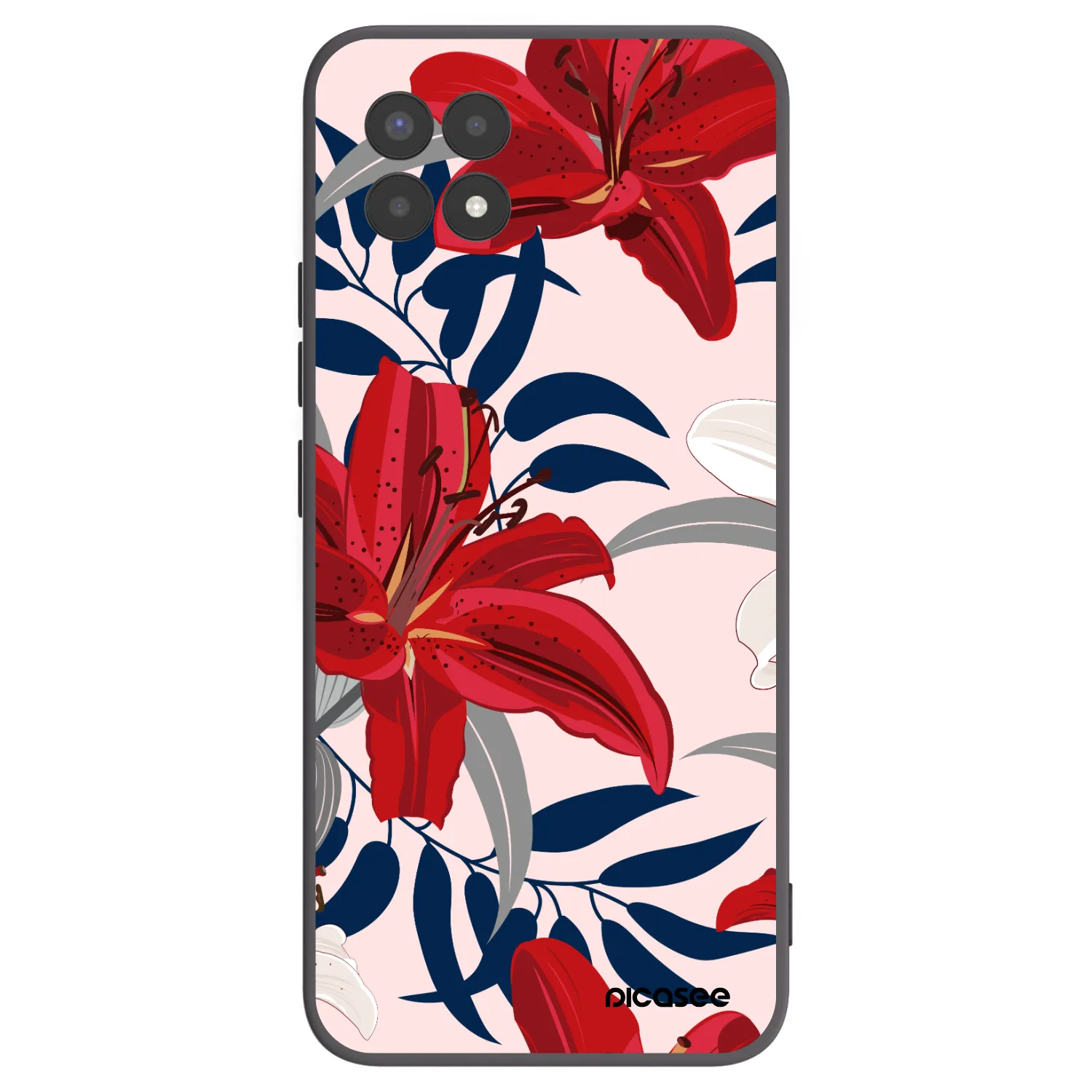 Picasee crna silikonska maskica za Realme 8i - Red Lily