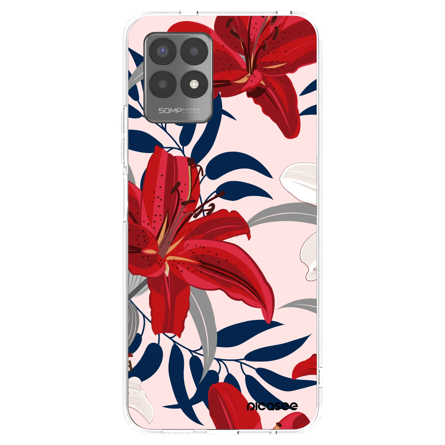 Picasee silikonska prozirna maskica za Realme 8i - Red Lily