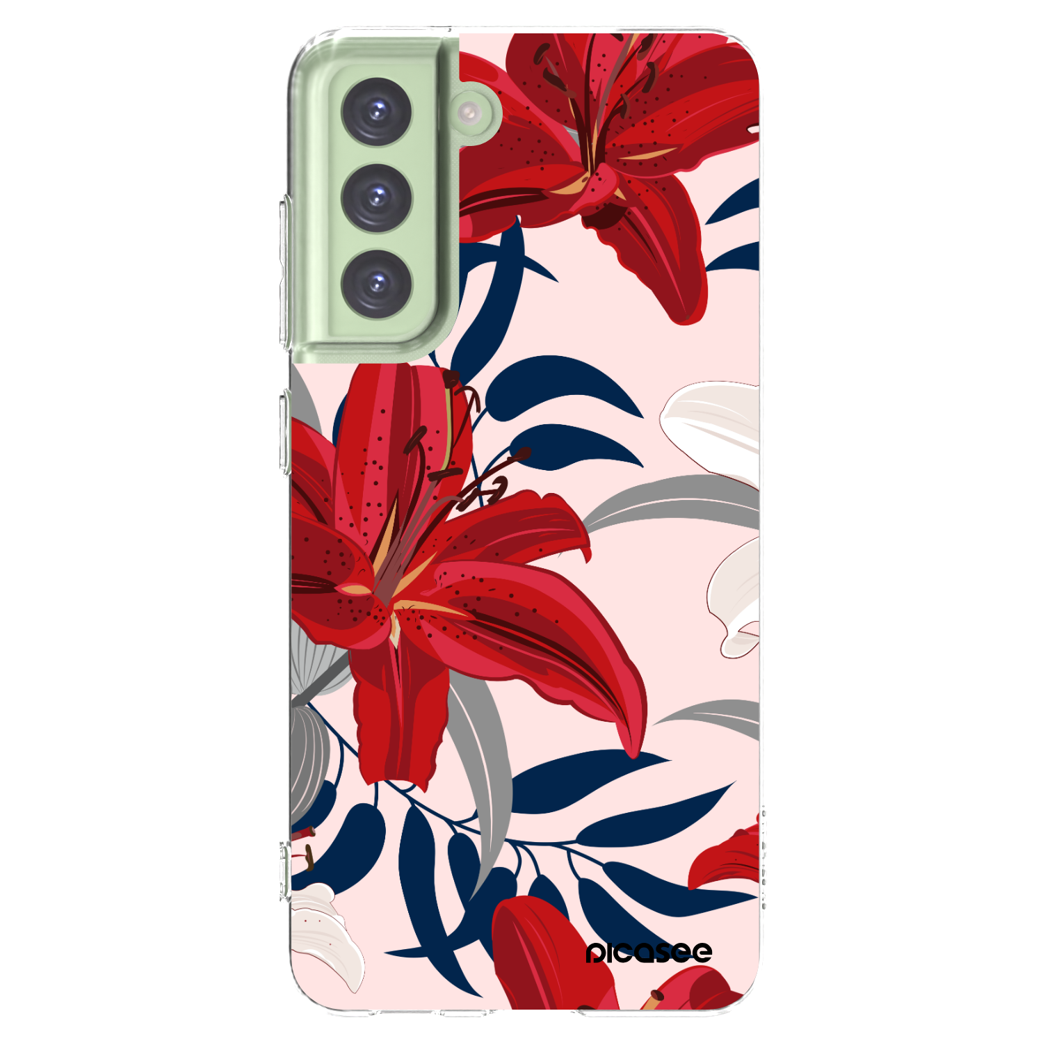 Picasee silikonska prozirna maskica za Samsung Galaxy S21 FE 5G - Red Lily