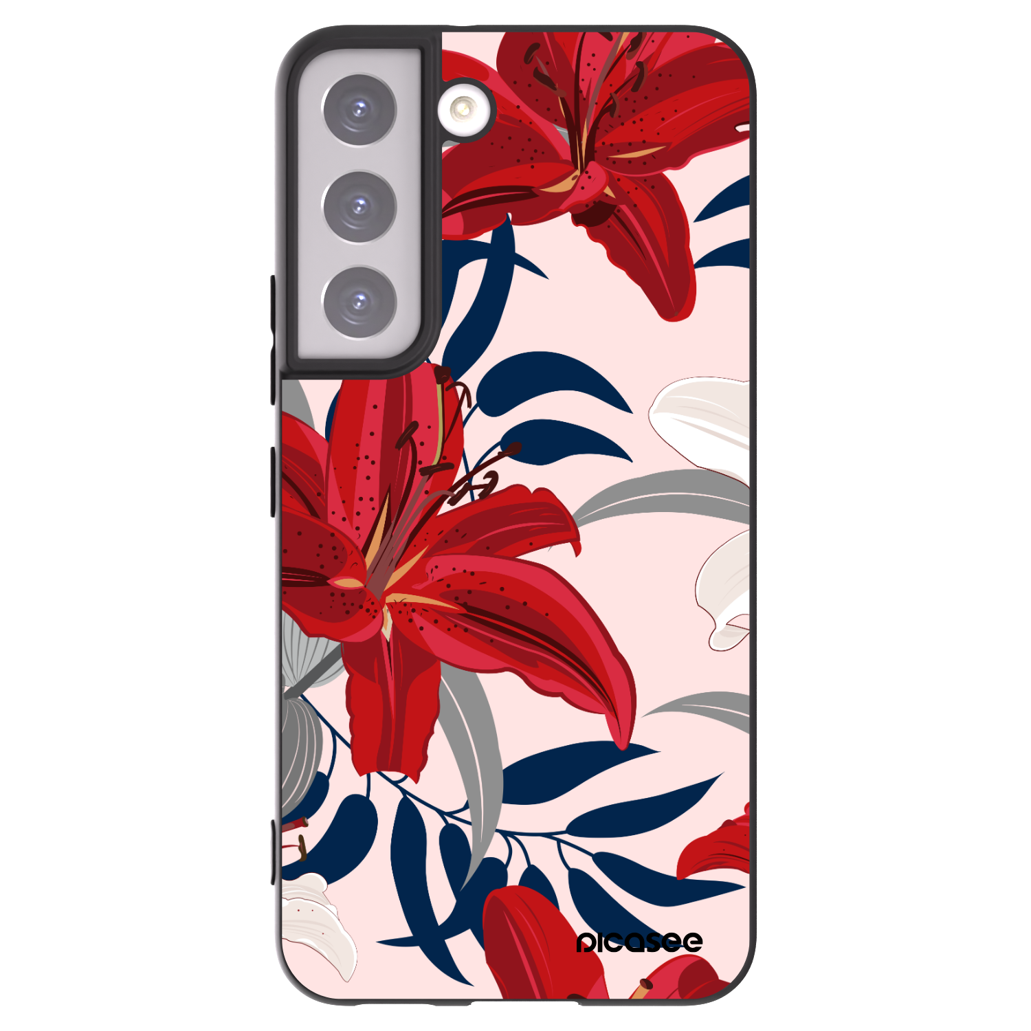 Picasee crna silikonska maskica za Samsung Galaxy S22 5G - Red Lily