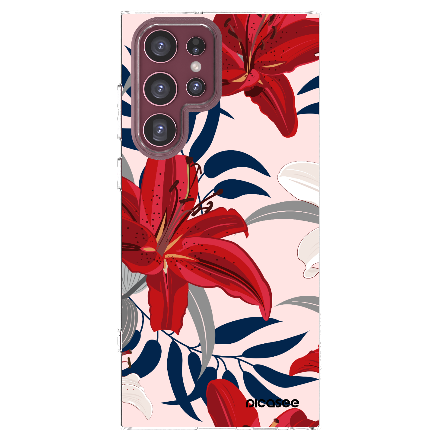 Picasee silikonska prozirna maskica za Samsung Galaxy S22 Ultra 5G - Red Lily