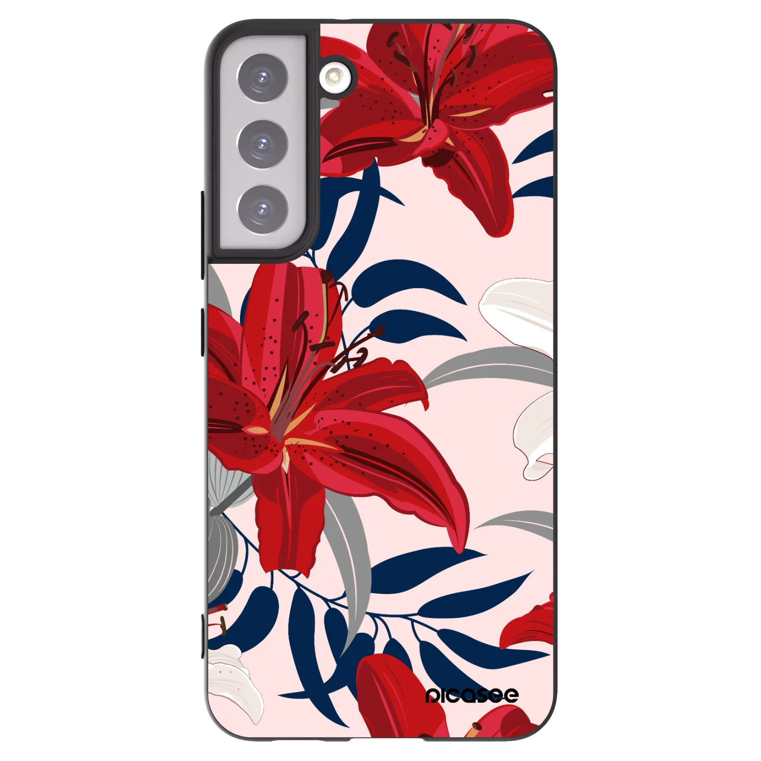 Picasee crna silikonska maskica za Samsung Galaxy S22+ 5G - Red Lily