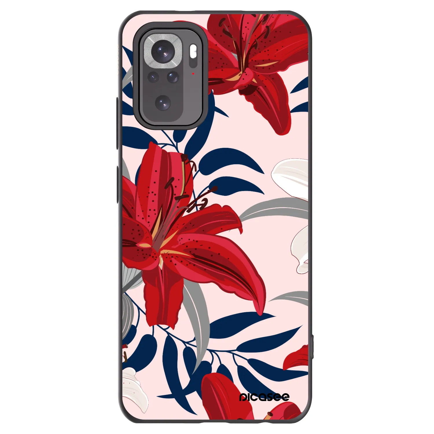 Picasee crna silikonska maskica za Xiaomi Redmi Note 11S 4G - Red Lily
