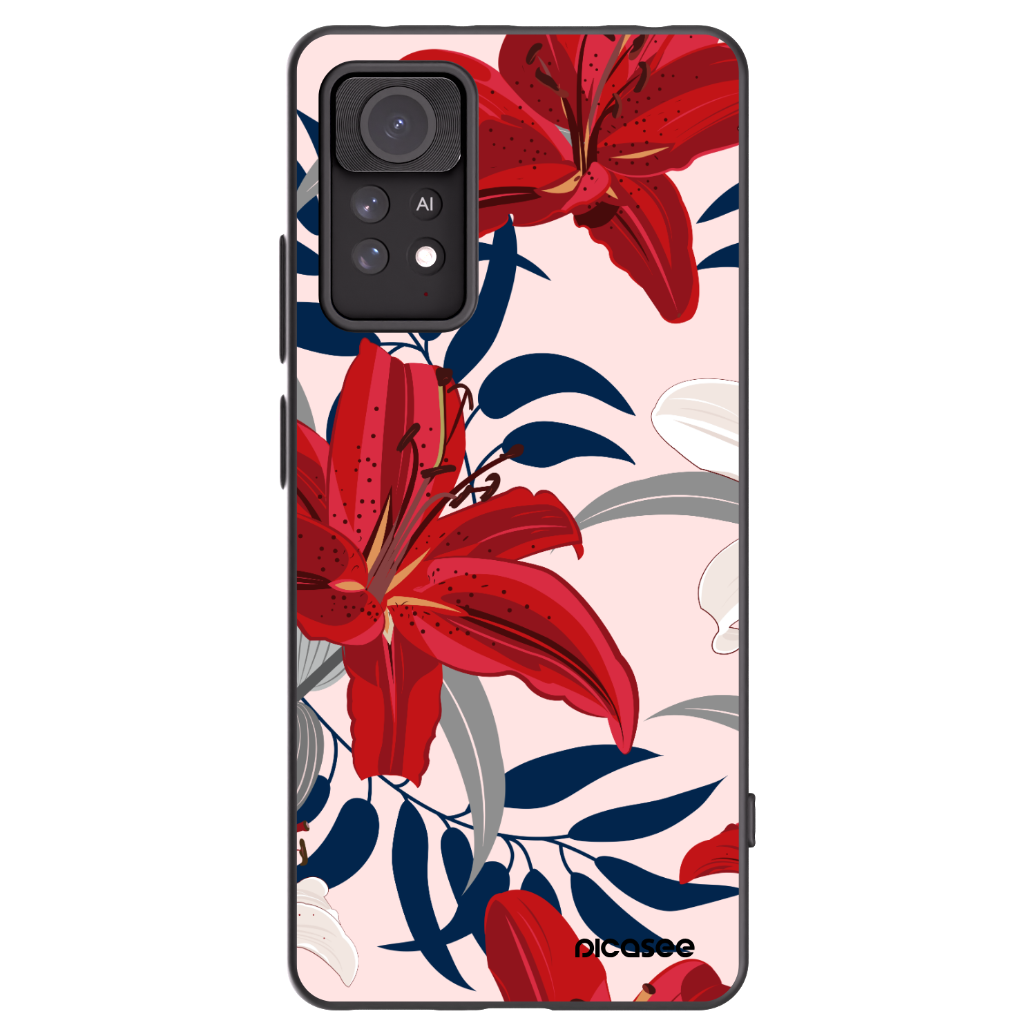 Picasee crna silikonska maskica za Xiaomi Redmi Note 11 Pro 5G - Red Lily