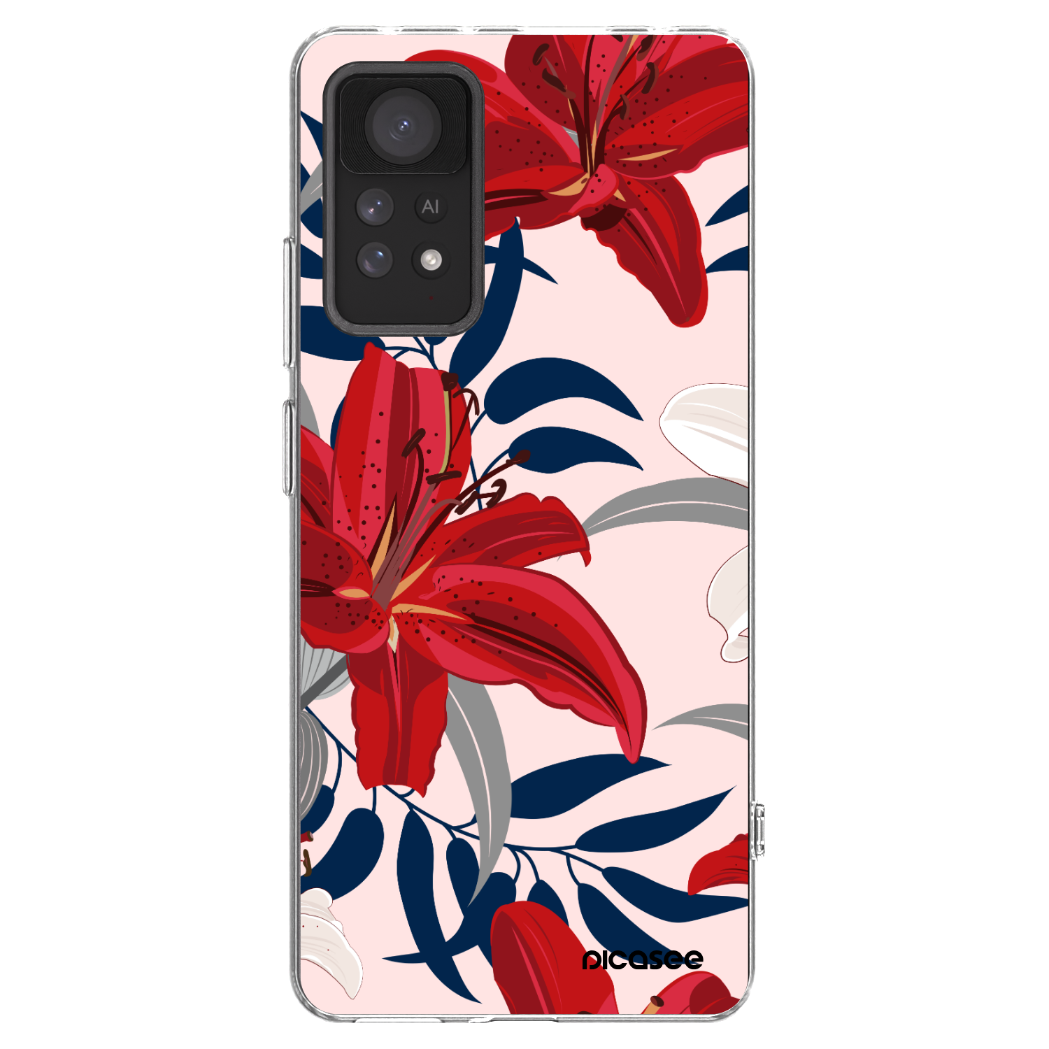 Picasee silikonska prozirna maskica za Xiaomi Redmi Note 11 Pro 5G - Red Lily